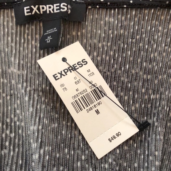 Express Wrap Peplum Cami in Black White Dot Print Size Medium - Picture 7 of 16